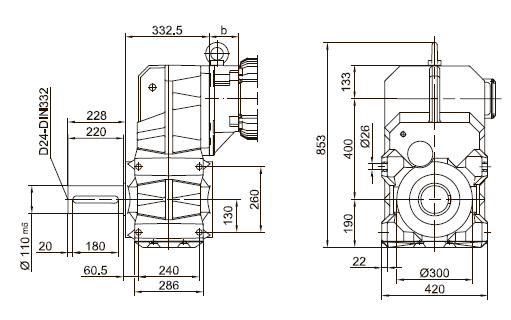 Лапы с резьбовыми отверстиями слева и справа