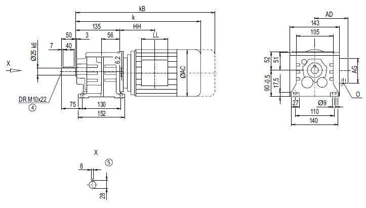 Монтажное исполнение на лапах D28, Z28