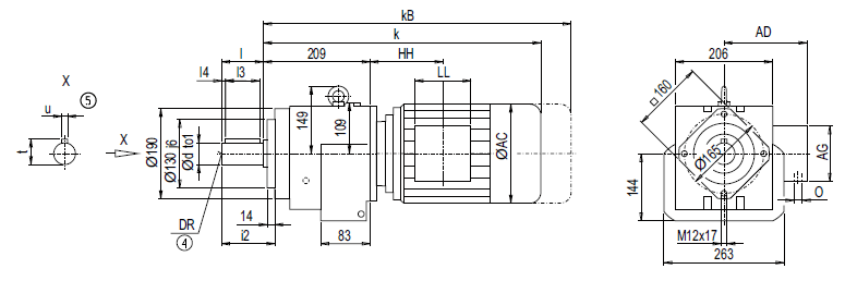 Монтажное исполнение на фланце DZ/ZZ68 (тип С)