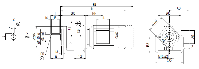 Монтажное исполнение на фланце DZ/ZZ88 (тип С)