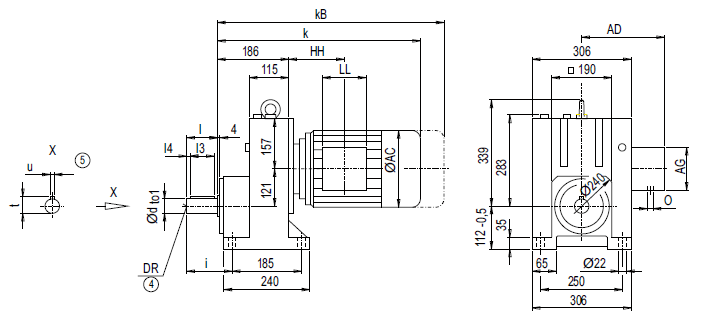 Монтажное исполнение на лапах E108