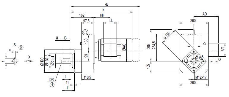 Монтажное исполнение с фланцевым корпусом (тип C) EZ88