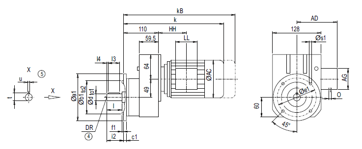 Монтажное исполнение на фланце EF38