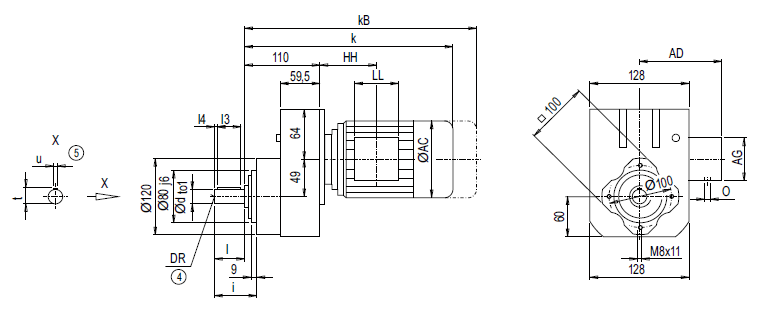 Монтажное исполнение с фланцевым корпусом (тип C) EZ38
